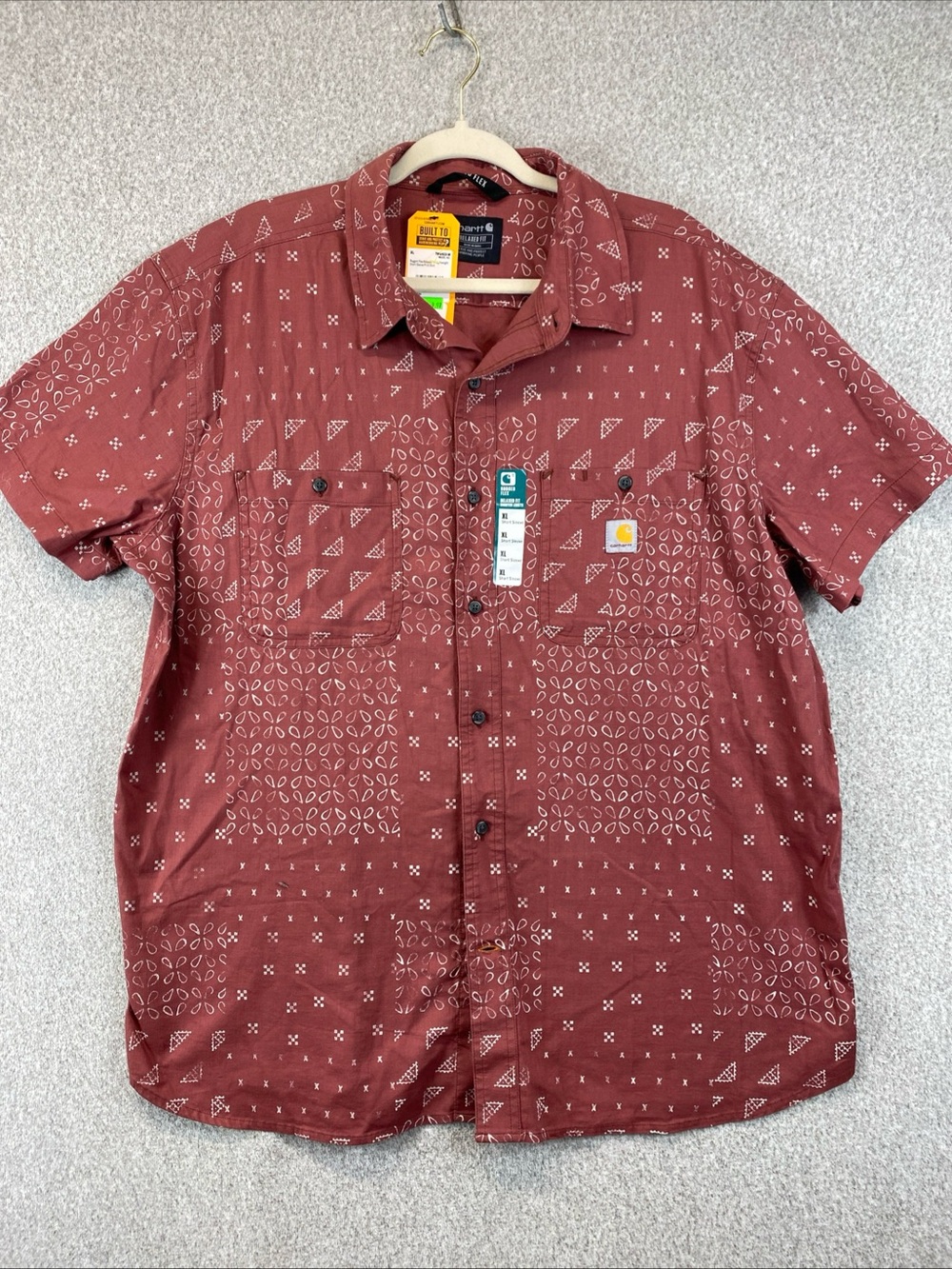 Carhartt Rugged Flex Men's Shirt XL Tribal Print Relaxed Fit Button Up Work